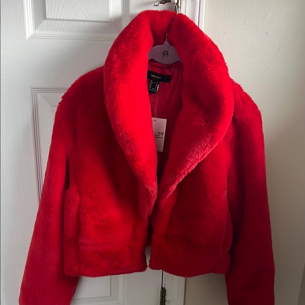 Size S Red Faux Fur Jacket